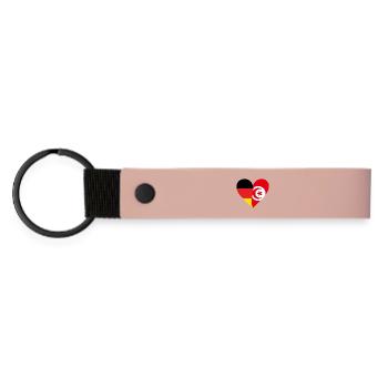 Herz der zwei Länder - Matte PU Schlüsselanhänger - Rosa - Vorne