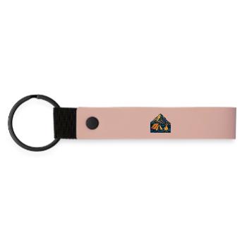 Bergzelt Lagerfeuer Abend - Matte PU Schlüsselanhänger - Rosa - Vorne