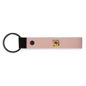 Haus Hütte Traumhaus Bauherren - Matte PU Schlüsselanhänger - Rosa - Vorne