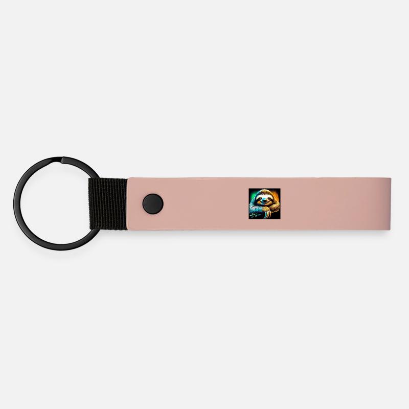 Faultier - Matte PU Schlüsselanhänger - Rosa
