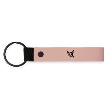 Boston terrier - Porte-clés en PU mat - rose - Devant