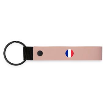 Autocollant rond drapeau de la France Aufkleber Frankreich - Porte-clés en PU mat - rose - Devant