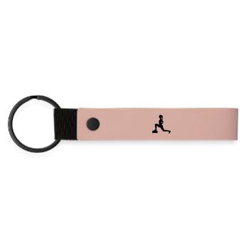 Girl or lady who is doing Steps or aerobics - Matte Pu Keyring - pink - Front