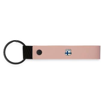 Helsinki Finnland Wappen Design - Matte PU Schlüsselanhänger - Rosa - Vorne
