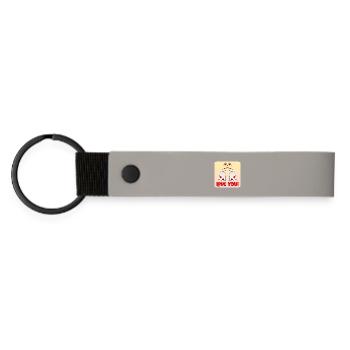 Happy Valentine's Day - Tea - LOVE YOU - COUPLE - Matte Pu Keyring - light grey - Front