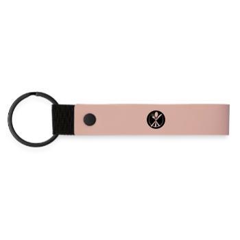 Couteau fourchette et cuillère transparente sur plaque - Porte-clés en PU mat - rose - Devant