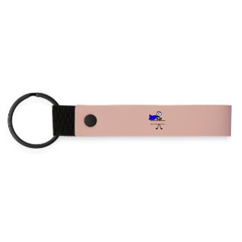 Held mit Umhang und verschränkten Armen - Matte PU Schlüsselanhänger - Rosa - Vorne