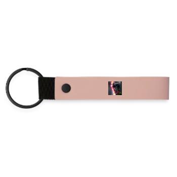 elektrik-Porträt – Electric Rift Neon-Gesicht - Matte PU Schlüsselanhänger - Rosa - Vorne