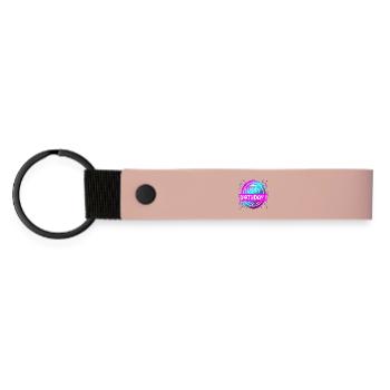 JOYEUX ANNIVERSAIRE SALUTATIONS - FÉLICITATIONS EN DISANT - Porte-clés en PU mat - rose - Devant