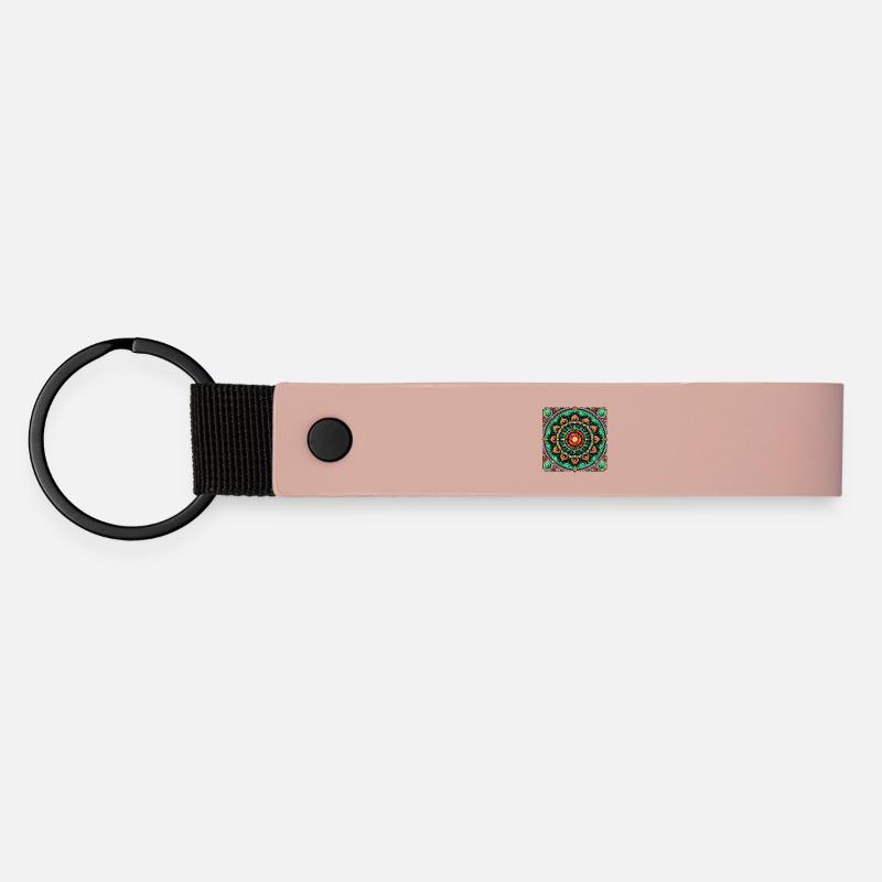 Manda en vitrail vert et orange - Porte-clés en PU mat - rose