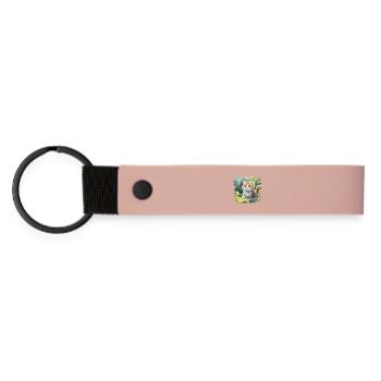 Cute baby cat happily playing in the garden - Matte Pu Keyring - pink - Front