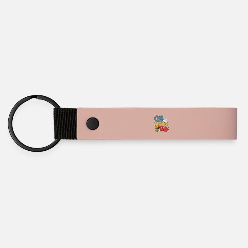 Conception de thème de chats et de livres - Porte-clés en PU mat - rose
