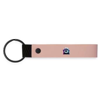 Pekingese Gangster lila Cyber Löwenhund Hund Gesch - Matte PU Schlüsselanhänger - Rosa - Vorne