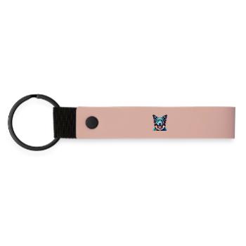Basque Shepherd Dog Breed Colorful Cartoon Kawaii - Matte Pu Keyring - pink - Front