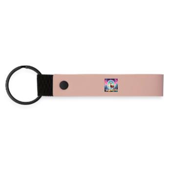 Deer on the mountain - Matte Pu Keyring - pink - Front