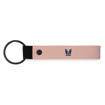 Papillon Hunderasse Bunte Karikatur Kawaii - Matte PU Schlüsselanhänger - Rosa - Vorne