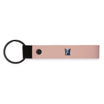 Uruguayische Cimarron Hunderasse Karikatur Kawaii - Matte PU Schlüsselanhänger - Rosa - Vorne