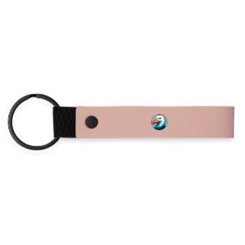 Albatross Cute Kawaii Cartoon Animal Pet Logo - Matte Pu Keyring - pink - Front