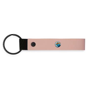 Caméléon mignon Kawaii dessin animé Animal Animal Pet Logo - Porte-clés en PU mat - rose - Devant