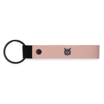 Eule - Matte PU Schlüsselanhänger - Rosa - Vorne