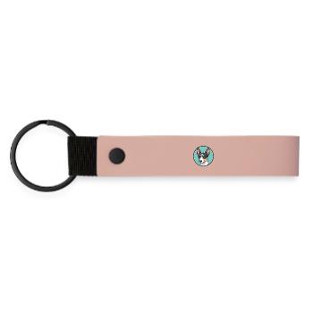 Miniature Fox Terrier Dog Breed Cartoon Kawaii Pet - Matte Pu Keyring - pink - Front