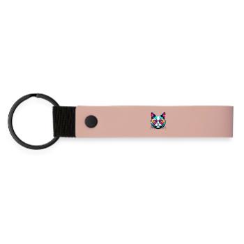Chat avec des lunettes de soleil - Porte-clés en PU mat - rose - Devant