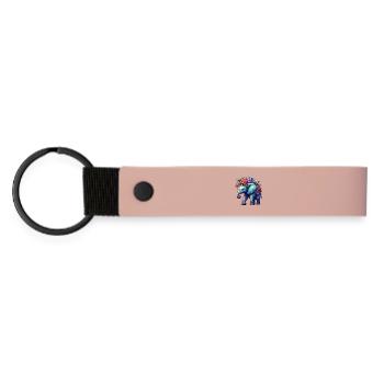 Elephant with Flowers - Matte Pu Keyring - pink - Front