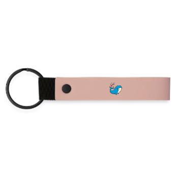 "I whale always love you" fröhlicher Blauwal - Matte PU Schlüsselanhänger - Rosa - Vorne