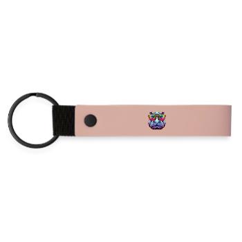 Hippopotamus with sunglasses - Matte Pu Keyring - pink - Front