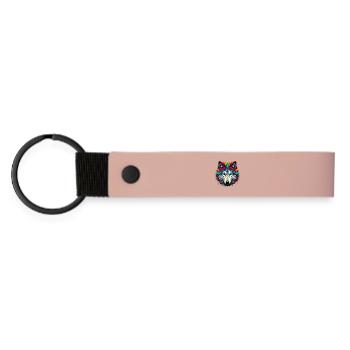 Wolf - Matte PU Schlüsselanhänger - Rosa - Vorne