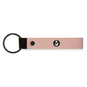 Skelett mit Katze - Matte PU Schlüsselanhänger - Rosa - Vorne