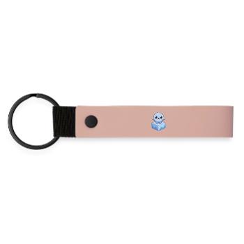 Baby-Pixelsiegel auf einem Eiswürfel - Matte PU Schlüsselanhänger - Rosa - Vorne