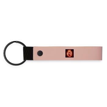 Conception de cœur brûlant - Porte-clés en PU mat - rose - Devant