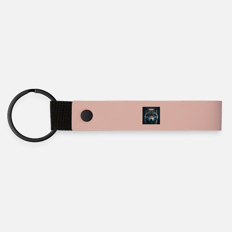 Majestic Wolf with Fire View - Matte Pu Keyring - pink