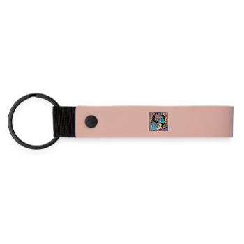 Psychedelischer Walddrache Illustration - Matte PU Schlüsselanhänger - Rosa - Vorne