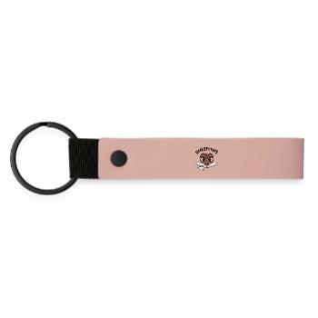 Booktrovert Owl with Book and Coffee - Matte Pu Keyring - pink - Front