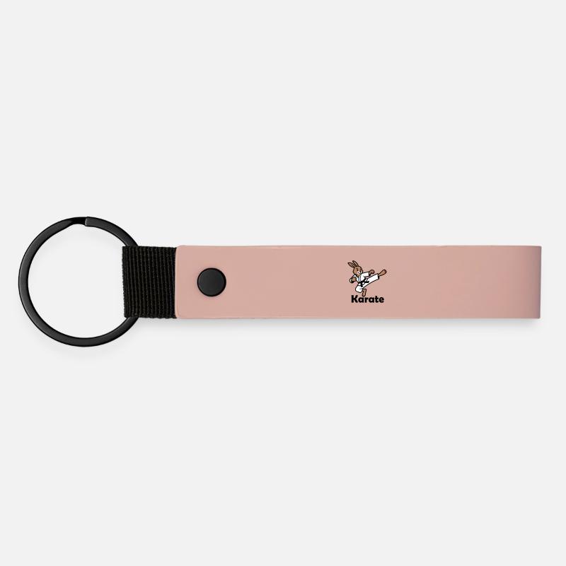 Karate Rabbit - Matte Pu Keyring - pink