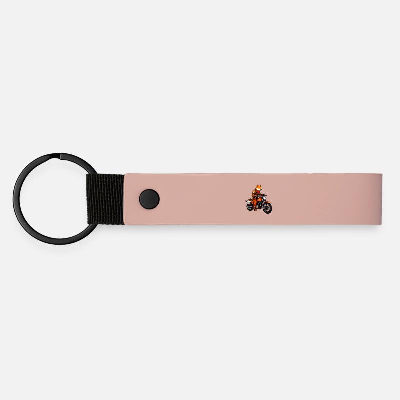 Fuchs Motorradfahrer - Matte PU Schlüsselanhänger - Rosa