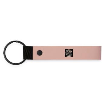 Vintage Hot Rod Workshop Motif - Matte Pu Keyring - pink - Front