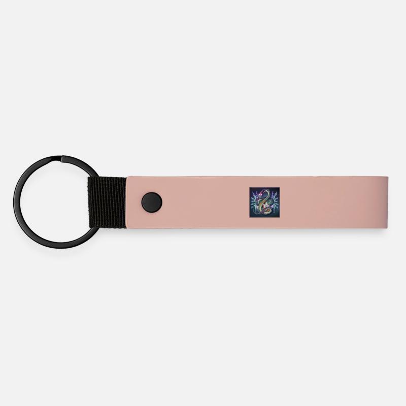 Mythical Serpent Guitar Illustration - Matte Pu Keyring - pink