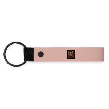 D - Magical ornament with cat-like creature - Matte Pu Keyring - pink - Front