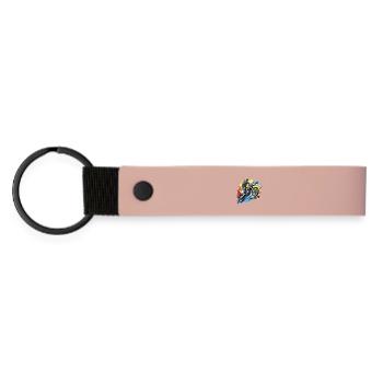 Motif moto et montagne sur streetwear - Porte-clés en PU mat - rose - Devant