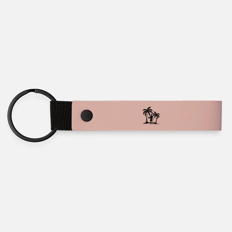 Vacation Beach Palm Trees - Matte Pu Keyring - pink