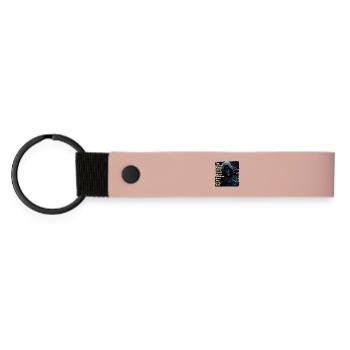 Dunkle Skelett-Gesichtsillustration - Matte PU Schlüsselanhänger - Rosa - Vorne