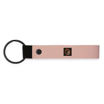 Flammen-Totenkopf mit Helm - Matte PU Schlüsselanhänger - Rosa - Vorne