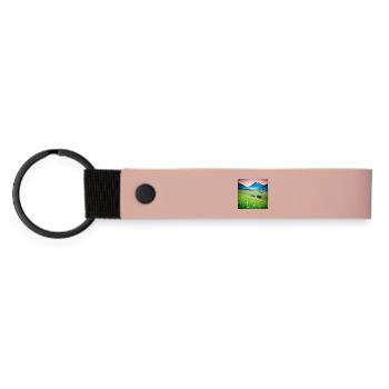 Alpental in der Abenddämmerung - Matte PU Schlüsselanhänger - Rosa - Vorne