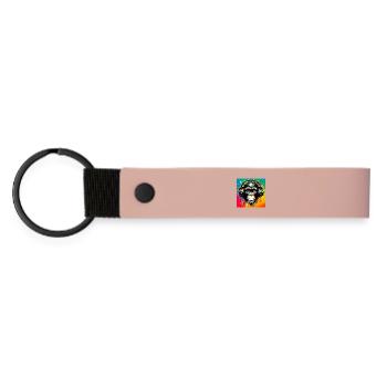 Schimpansen-Affe - Matte PU Schlüsselanhänger - Rosa - Vorne