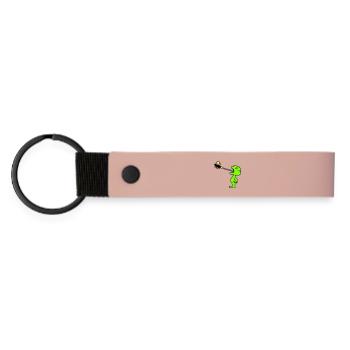 Frog catches fly tongue mosquito eat hunger toad - Matte Pu Keyring - pink - Front