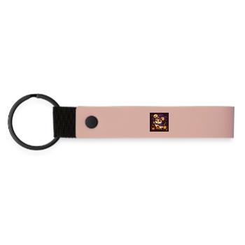 Süße Halloween Maus als Hexe - Matte PU Schlüsselanhänger - Rosa - Vorne