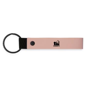 chemnitz wahrzeichen silhouette - Matte PU Schlüsselanhänger - Rosa - Vorne